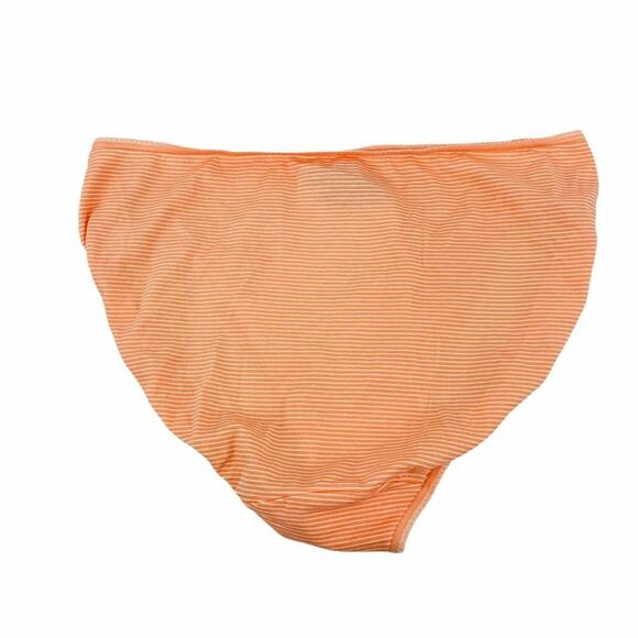 Victoria's Secret Hi Leg Brief Tangerine White Stripe Lace Inlay Panty Large - Picture 5 of 6